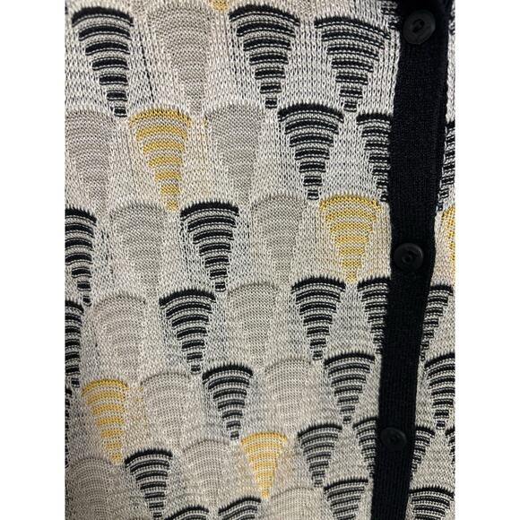 Nic + Zoe Silk Blend Geometric Button Front Cardigan Size Medium Dark Academia - Picture 6 of 10